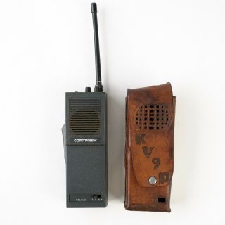 Vintage Walkie Talkie Handheld Radio Comtron I X Leather Case