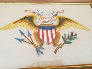 Vintage American Eagle Needlework Framed Bald Eagle.  Vintage decor wall art 2