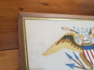 Vintage American Eagle Needlework Framed Bald Eagle.  Vintage decor wall art 5