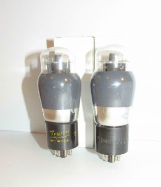 Early Matched Pair - 1937 - 38 Sylvania Made 6v6g Amplifier Tubes.  Tv - 7 Test Strong.