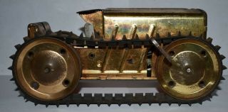 Vintage Marx Wind - Up Tractor / Bulldozer Pressed Steel In Gold Color