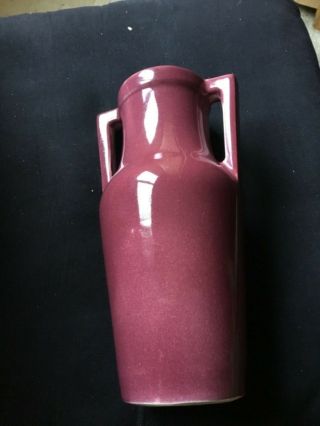 VINTAGE RED WING ART POTTERY MAROON 8&1/2 inch VASE 155 2