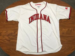 Mens Vintage Starter Indiana Hoosiers White Button Up Baseball Jersey Size Xl