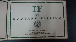 IF by Rudyard Kipling First Edition 1910 Doubleday Page & Co Country Life Press 3