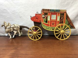 Vintage Northwestern Products Co.  Tin Litho Pressed Steel Toy Stage Coach U.  S.  A.