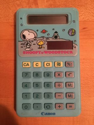 Vintage 1983 Snoopy Canon Ls - 411 Solar Calculator Rare Box And Inst.