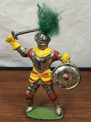 Vintage Britains Lead Soldier Swinging Sword Knight Old Toy Figurine England