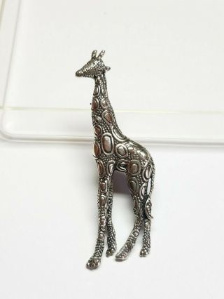 Vintage 15.  9g 925 Sterling Silver 3 " Giraffe Brooch Pin