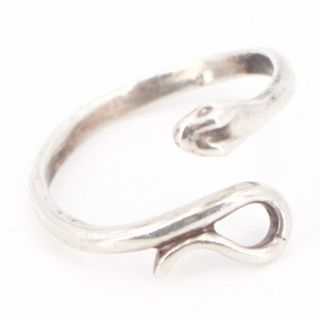 Vtg Sterling Silver - Snake Serpent Solid Bypass Ring Size 8.  5 - 2.  5g