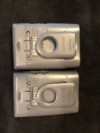 Pair Vintage Sony AM/FM Walkman Radios & Headphones SRF - 59 5