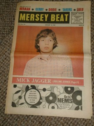 16th Jan 1965 Mersey Beat Music Newspaper Mick Jagger Cover Fully Illustrated