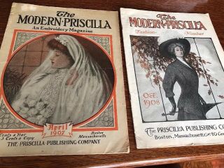 “the Modern Priscilla” Magazines – October 1908 & Embroidery Bridal 1908