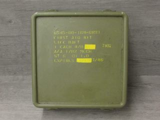 Vintage 6545 - 00 - 168 - 6893 Military Life Raft First Aid Kit Metal Empty