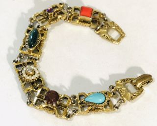 Vintage Multi Color Rhinestone & Cabochon Bracelet