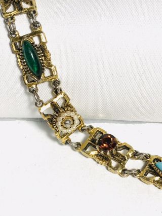 Vintage Multi Color Rhinestone & Cabochon Bracelet 2