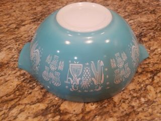 Vintage Pyrex Amish Butterprint Turquoise Blue Cinderella Large Mixing Bowl 444