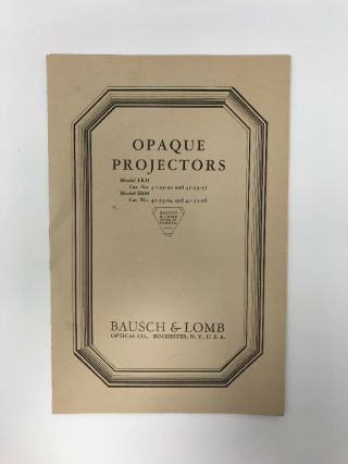 Vintage Bausch & Lomb Opaque Projector Directions Instruction Book Magic Lantern