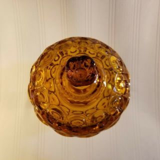 G) Vintage L E Smith Glass Amber Moon & Stars Anniversary Jar Candy Compote Dish 3