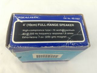 Full Range Speaker Radio Shack Realistic Cat No 40 - 1197 FE - 103 4” NOS 2
