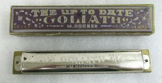 Vintage M.  Hohner " The Up To Date Goliath " Model 453/48 & Box