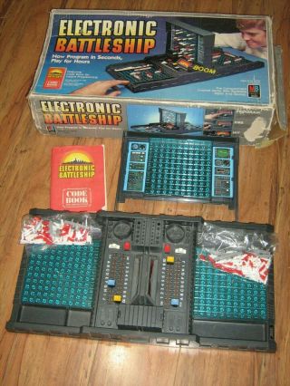 Vintage 1982 Milton Bradley Electronic Battleship Board Game,  Code Book & Box,