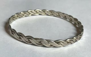 Vintage Mexico Taxco 925 Sterling Silver Twisted Braid 6mm Bangle Bracelet