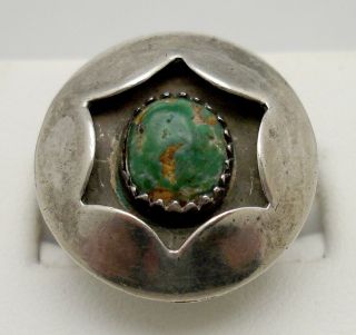 Vintage Navajo Green Turquoise Sterling Silver Ring Size 5.  5