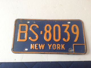 Vintage 1960’s York State Blue & Yellow License Plate (bs - 8039)