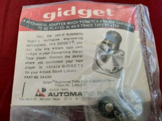 Vintage Automatic Radio Gidget 4 Track To 8 Track Adaptor