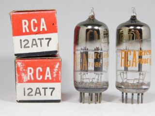 Rca 12at7 Matched Vintage Tube Pair Black Plates Square Getter Nos (test 103)
