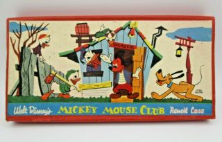 Vintage 1950s Mickey Mouse Club Pencil Case - Walt Disney Productions