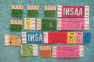 14 Vintage Indiana High School Basketball Ticket Stubs / Some H.  S Playoffs