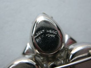 Vintage Albert WEISS York Silver Rhinestone Designer Signed Brooch Pin 5