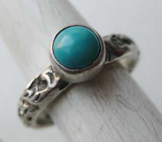 Fine Vintage Lori Bonn Sterling Silver Designer Turquoise Band Ring Size 6.  5