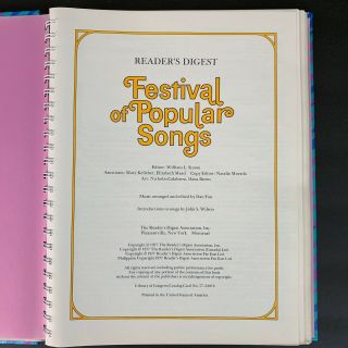 Vtg Readers Digest Festival of Popular Songs 1977 Piano Vocal Hardcover Music 5