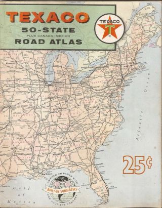 Vintage 1959 Texaco Oil 49 State Rand Mcnally Road Atlas Map