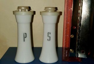 Vintage Tupperware Salt And Pepper Shakers,  Hourglass 4.  25 " Tall Flip Lid