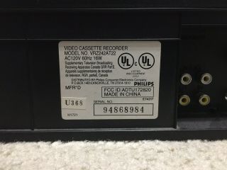 Philips Magnavox VCR Plus 4 Head VRZ242AT22 VCR VHS Recorder W/ Remote 2