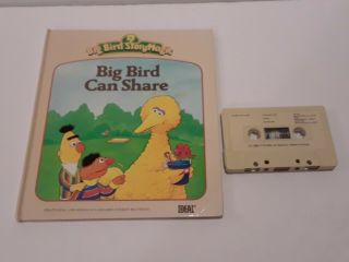 Vintage Ideal Sesame Street Big Bird Can Share Story Magic Book & Cassette Tape
