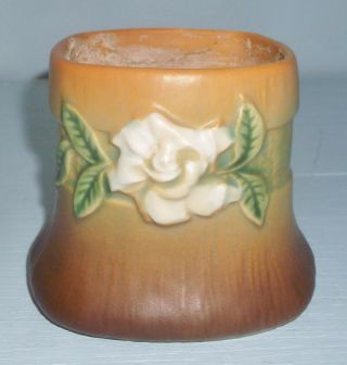 Vintage Roseville Art Pottery 656 3 " Planter Pot Vase Gardenia Brown
