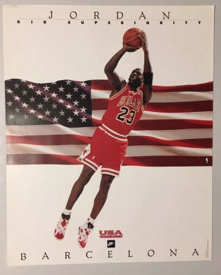 1992 Michael Jordan Nike Poster 16x20 Barcelona Olympics Usa Dream Team Vintage