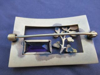 Vintage Costume Jewelry Purple Crystal & Metal,  Buckle Style Brooch / Pin 3