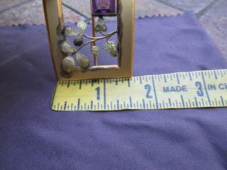 Vintage Costume Jewelry Purple Crystal & Metal,  Buckle Style Brooch / Pin 5