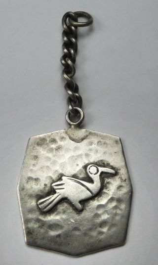 Vintage Hammered Sterling Silver Bird Key Fob
