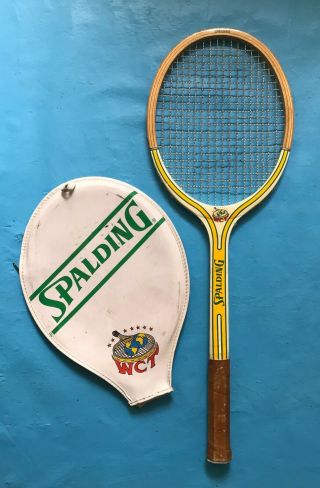 Vintage Wooden Spaulding Tennis Racquet " Wct " With Cover -
