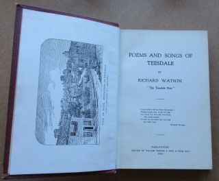 Poems And Songs Of Teesdale By Richard Watson Teesdale Poet 1930 William Dresser