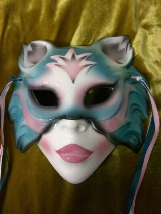 Vintage CLAY ART Ceramic Cat Mask San Francisco CA 4