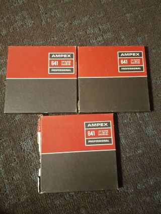 Rare Vintage Reel To Reel Ampex 7 " - 641 Professional 1/4inx1800ft 3 Reels