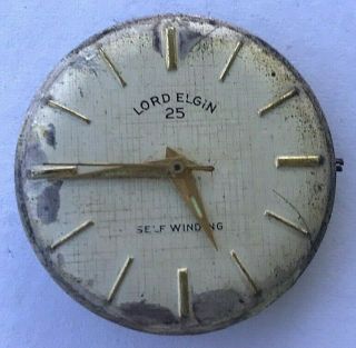 Vintage Lord Elgin Swiss Automatic Mens Watch Movement,  Cal.  884,  25 Jewels