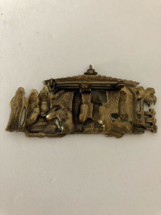 Vintage JJ Jonette Jewelry Nativity Christmas Pin / Brooch - Brass Color. 2